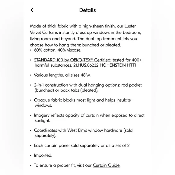 West Elm Luster Velvet Curtains - Picture 5 of 6